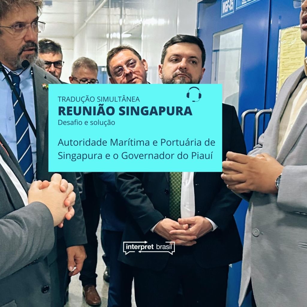 Tradutor Intérprete Douglas Simões e o comitê de autoridades - Singapura e Piauí Brasil-Impulsionado iniciativas sustentáveis 